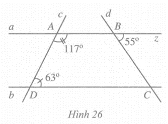 Quan sát Hình 26. Vì sao hai đường thẳng a và b song song với nhau (ảnh 1)