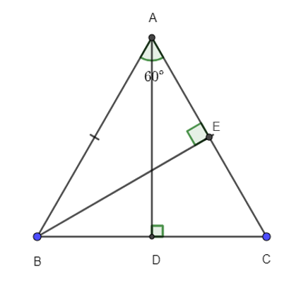 Cho tam giác ABC có AD vuông góc với BC. Biết AB = AC = 3cm, góc A=60 độ  (ảnh 2)