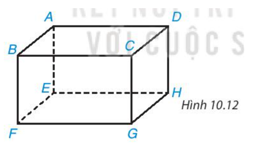 Gọi tên các đỉnh, cạnh, đường chéo, mặt của hình hộp chữ nhật trong Hình 10.12. (ảnh 1)