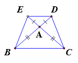 Cho tam giác  ABC cân tại A . Trên tia đối của tia AB  lấy điểm D ; trên tia đối của tia  AC lấy điểm  E sao cho  AD = AE.  (ảnh 1)