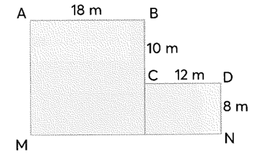 Đ, S?  Một mảnh đất gồm hình chữ nhật một hình vuông có kích thước như hình sau (ảnh 1)