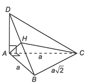 Cho tam giác ABC vuông cân tại A có AB = a trên đường thẳng d vuông góc với (ABC) tại điểm A (ảnh 1)