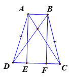 Tính chiều cao của hình thang cân ABCD  biết rằng cạnh bên BC = 25 cm ; các cạnh đáy  AB = 10cm và CD = 24cm. (ảnh 1)