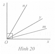Ở Hình 20 có góc xOz = 90 độ, góc xOy = 30 độ, Om là tia phân giác của góc xOy (ảnh 1)
