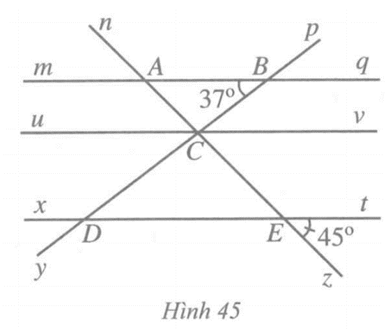 Giả sử qua điểm C ta kẻ được đường thẳng uv song song với cả hai đường thẳng mq và  (ảnh 2)