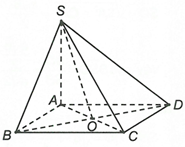 Cho hình chóp tứ giác đều S.ABCD có cạnh đáy bằng 2, cạnh bên bằng 3. Số đo của góc giữa cạnh (ảnh 1)