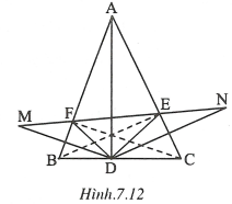 Cho tam giác nhọn ABC. Gọi D, E, F lần lượt là các điểm nằm trên các cạnh BC, CA, AB. Xác định vị trí của D, E, F để chu vi tam giác DEF nhỏ nhất. (ảnh 2)