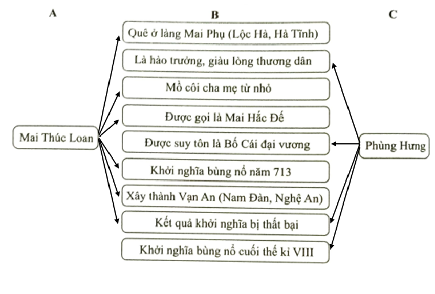 Hãy nối ô ở cột B với ô ở cột A hoặc cột C sao cho đúng với nội dung của cuộc khởi nghĩa (ảnh 2)