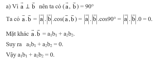 Cho hai vectơ a = (a1; a2),  vecto b= (b1; b2) và hai điểm A(xA; yA), B(xB; yB). Hoàn thành (ảnh 1)