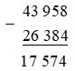 Hiệu của 43 958 – 26 384 là: A. 27 574 B. 17 674 C. 17 574 D. 17 564 (ảnh 1)