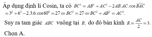 Tam giác ABC có BC = 10 và góc A = 30 độ. Tính bán kính R của đường tròn ngoại tiếp tam giác ABC (ảnh 1)