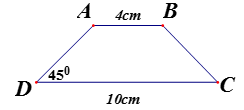 Cho hình vẽ. Biết tứ giác ABCD là một hình thang cân. Tính diện tích tứ giác ABCD. (ảnh 1)