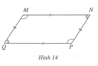 Hình bình hành MNPO (Hình 14) có hai cặp cạnh đối ......; ………song song và bằng nhau (ảnh 1)