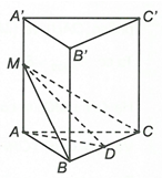 Lăng trụ tam giác đều ABC.A'B'C' có cạnh đáy bằng a. Gọi M là điểm trên cạnh AA' sao cho AM = 3a/4 (ảnh 1)