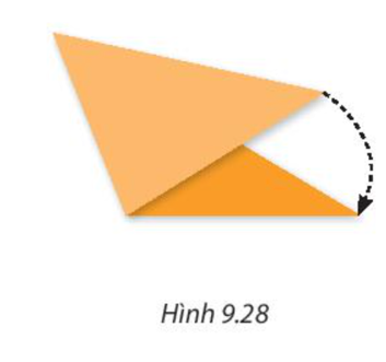 Hãy lấy một mảnh giấy hình tam giác, gấp giấy đánh dấu trung điểm của các cạnh. Sau đó (ảnh 1)