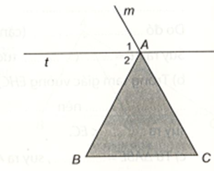 Cho tam giác ABC. Kẻ tia phân giác At của góc tạo bởi tia AB và tia đối của tia AC (ảnh 1)