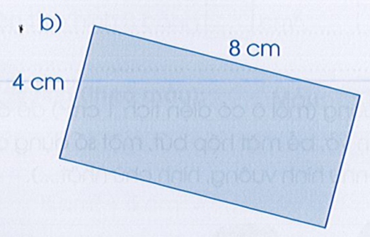 Tính diện tích hình chữ nhật sau: 4 cm 8 cm  (ảnh 1)