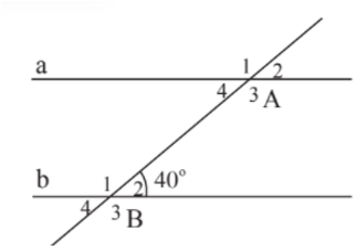 Cho hình vẽ sau, biết a // b và góc B2= 40 độ . Chọn câu sai.   (ảnh 1)