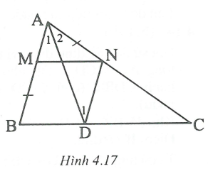 Cho tam giác ABC. Dựng điểm M thuộc AB, điểm N thuộc AC sao cho MN // BC và BM = AN. (ảnh 1)