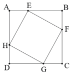 Cho hình vuông ABCD . Trên cạnh AB, BC, CD, DA, lần lượt lấy các điểm E, F, G, H sao cho AE = BF = CG = DH . Chứng minh EFGH là hình vuông. (ảnh 1)