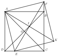 Cho hình vuông ABCD. E là điểm trên cạnh DC, F là điểm trên tia đối của tia BC sao cho BF = DE.   a) Chứng minh tam giác AEF vuông cân. (ảnh 1)