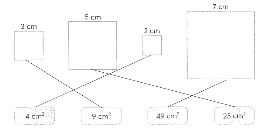 Nối mỗi hình vuông với số đo diện tích thích hợp (ảnh 2)