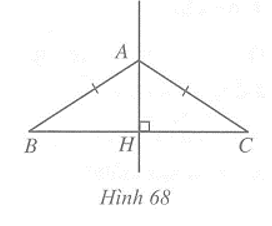 Cho tam giác ABC cân tại A. a) Điểm A có thuộc đường trung trực của đoạn thẳng BC không? Vì sao (ảnh 1)