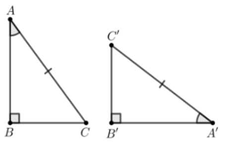 Trong các phương án sau, phương án nào chứa hình có hai tam giác vuông không bằng nhau? (ảnh 3)