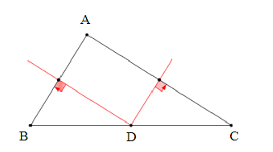 Cho tam giác ABC vuông tại A có hai đường trung trực của hai cạnh AB và AC cắt nhau tại (ảnh 1)