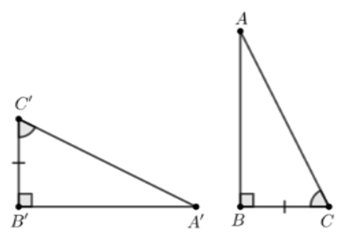 Trong các phương án sau, phương án nào chứa hình có hai tam giác vuông không bằng nhau (ảnh 2)