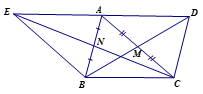Cho tam giác ABC, các đường trung tuyến BM, CN. Gọi D là điểm đối xứng với B qua M, gọi E là điểm đối xứng với C qua N. (ảnh 1)