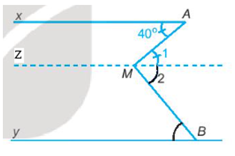 Tính góc Mby trong Hình 1, biết rằng Ax song song By. HD. Kẻ thêm đường thẳng đi qua M và song song với Ax. (ảnh 2)