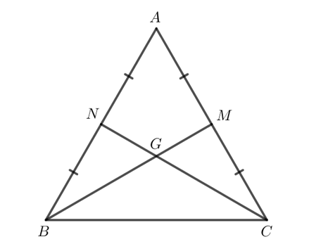 Chứng minh rằng trong tam giác đều ABC, trọng tâm G cách đều ba đỉnh của tam giác đó. (ảnh 1)