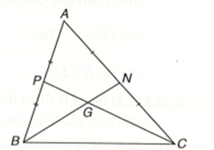 Cho tam giác ABC với hai đường trung tuyến BN, CP và trọng tâm G. Hãy tìm số (ảnh 1)