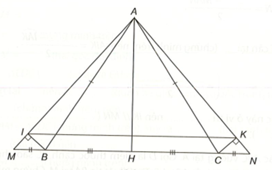 Cho tam giác cân ABC tại đỉnh A. Chứng minh AH vuông góc với BC. (ảnh 1)
