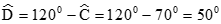 Cho tứ giác ABCD biết góc B + góc C = 200 độ, góc B + góc D = 180 độ; góc C + gócD = 120 độ. a) Tính số đo các góc của tứ giác. (ảnh 1)