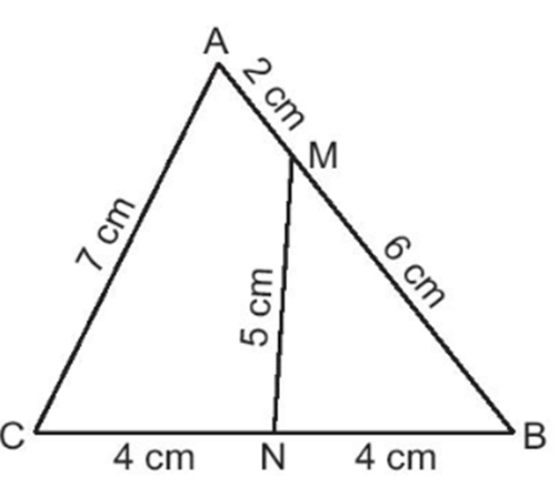 Viết số thích hợp vào chỗ chấm. Chu vi của hình tam giác MBN là cm (ảnh 1)