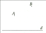 Cho đường thẳng d và hai điểm A, B (như hình vẽ). Tìm vị điểm C trên d để chu vi tam giác ABC nhỏ nhất. (ảnh 1)