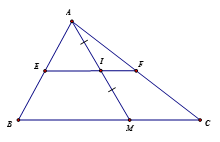 Cho tam giác ABC và một điểm M nằm trên cạnh BC. Khi điểm M di chuyển trên cạnh BC thì trung điểm I của đoạn thẳng AM di chuyển trên đường nào? (ảnh 1)