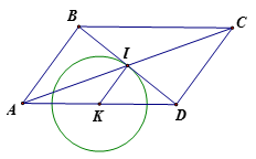 Cho hình bình hành ABCD  có cạnh AB = 2cm. Gọi I là giao điểm của AC  và  BD. Điểm I  chuyển động trên đường nào? (ảnh 1)