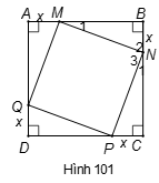 Cho hình vuông ABCD. Trên các cạnh AB, BC, CD, DA lần lượt lấy các điểm M, N, P, Q sao cho AM = BN = CP = DQ. Chứng minh rằng tứ giác MNPQ là hình vuông. (ảnh 1)