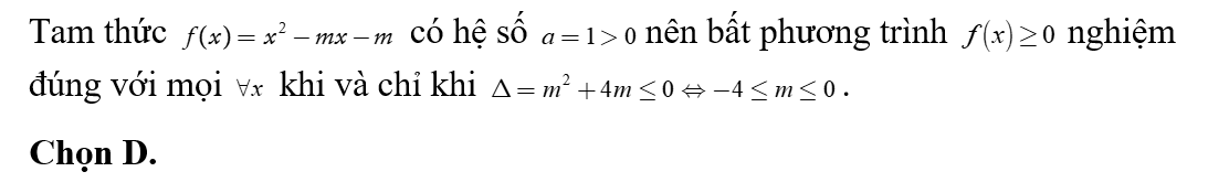 Tìm các giá trị của tham số m để bất phương trình  -x^2+(2m-1)x+m<0 có tập nghiệm là R (ảnh 1)