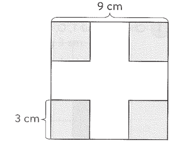 Khoanh vào chữ đặt trước câu trả lời đúng. Một miếng bìa hình vuông cạnh 9 cm.  (ảnh 1)