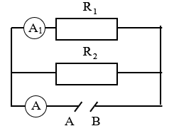 Cho mạch điện có sơ đồ như hình vẽ, trong đó R1 = 15Ω, ampe kế A1 chỉ 2A, ampe kế A chỉ 2,5A. (ảnh 1)