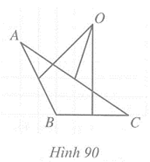 Trong Hình 90 điểm O có phải là giao điểm của ba đường trung trực của tam giác ABC không?   (ảnh 1)