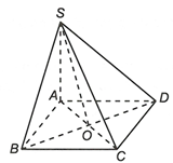 Cho hình chóp S.ABCD có SA vuông góc (ABCD) và đáy là hình thoi tâm O. Góc giữa đường thẳng SB (ảnh 1)