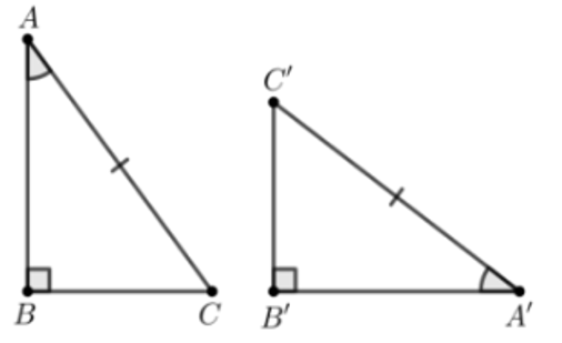 Trong các phương án sau, phương án nào chứa hình có hai tam giác vuông không bằng nhau (ảnh 3)