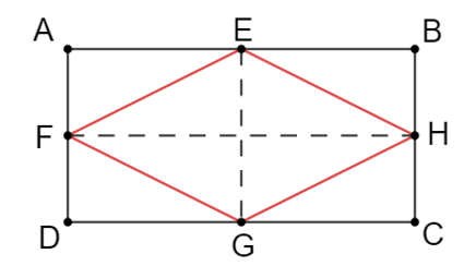 Cho biết diện tích hình thoi là 50 m^2, thì diện tích hình chữ nhật (hình bên) là (ảnh 2)