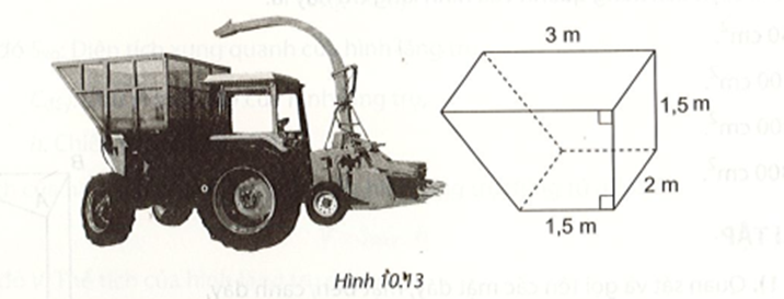 Thùng một chiếc máy nông nghiệp có dạng hình lăng trụ đứng tứ giác như Hình 10.3 (ảnh 1)
