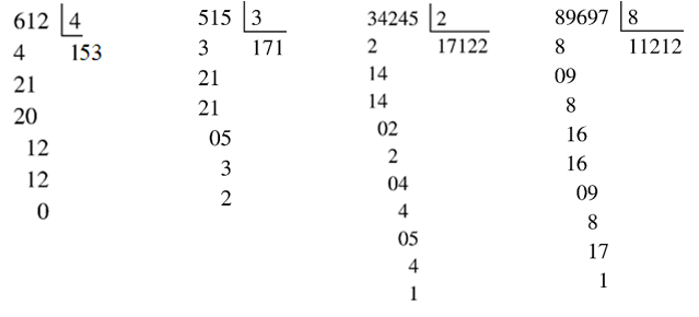 Phép chia nào dưới đây có số dư là 2? A. 612 : 4 B. 515 : 3 C. 34 245 : 2 (ảnh 1)